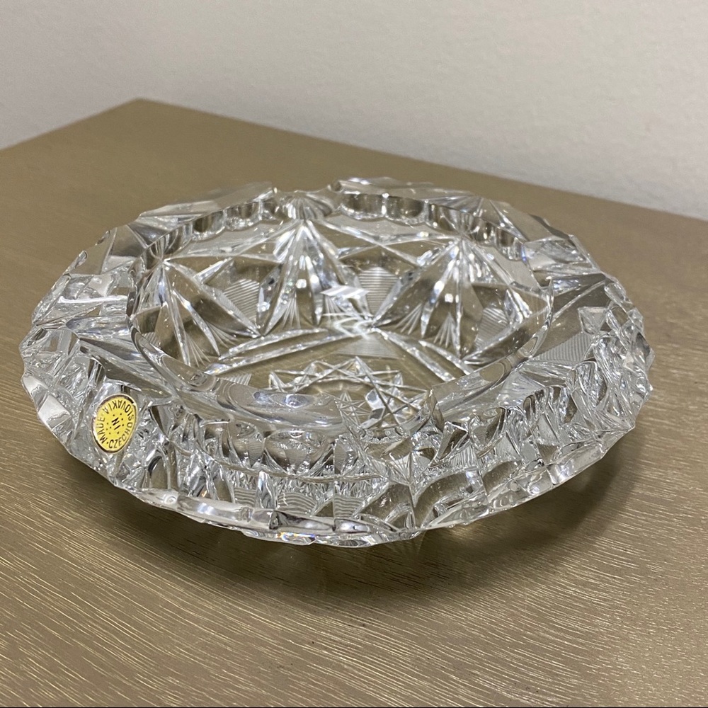 Vintage Lead Crystal Bohemian Czech Ashtray - Picture 4 of 13